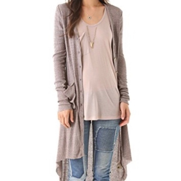 Free People Beach Sweaters - Free People Beach hi lo yellow cardigan pockets M